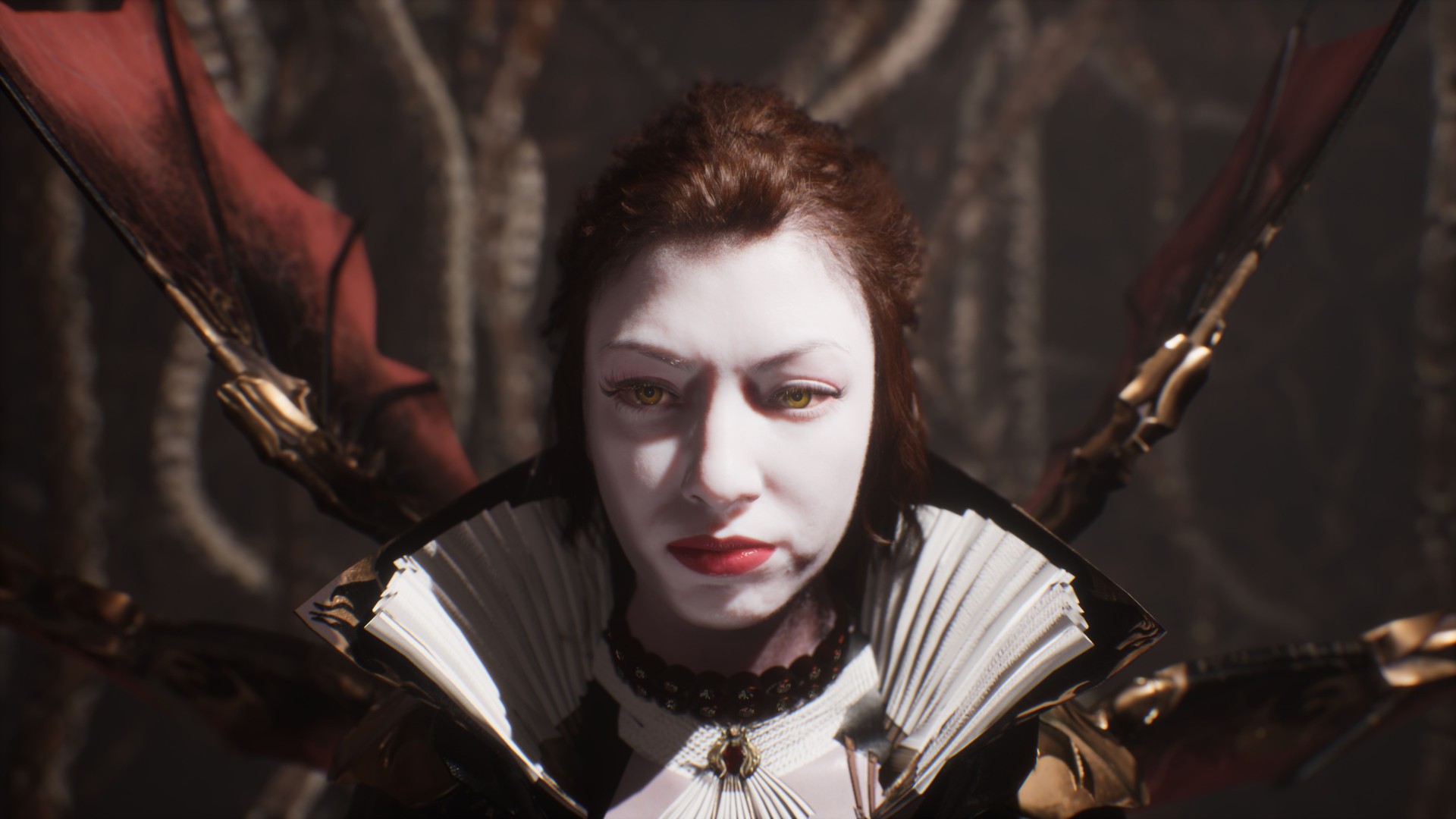 A gloomy but pretty vampire prepares for a night flight in her gothic cave with nightmarish creatures. The concept of creepy vampires. The woman was created using 3D computer graphics. 3D Rendering